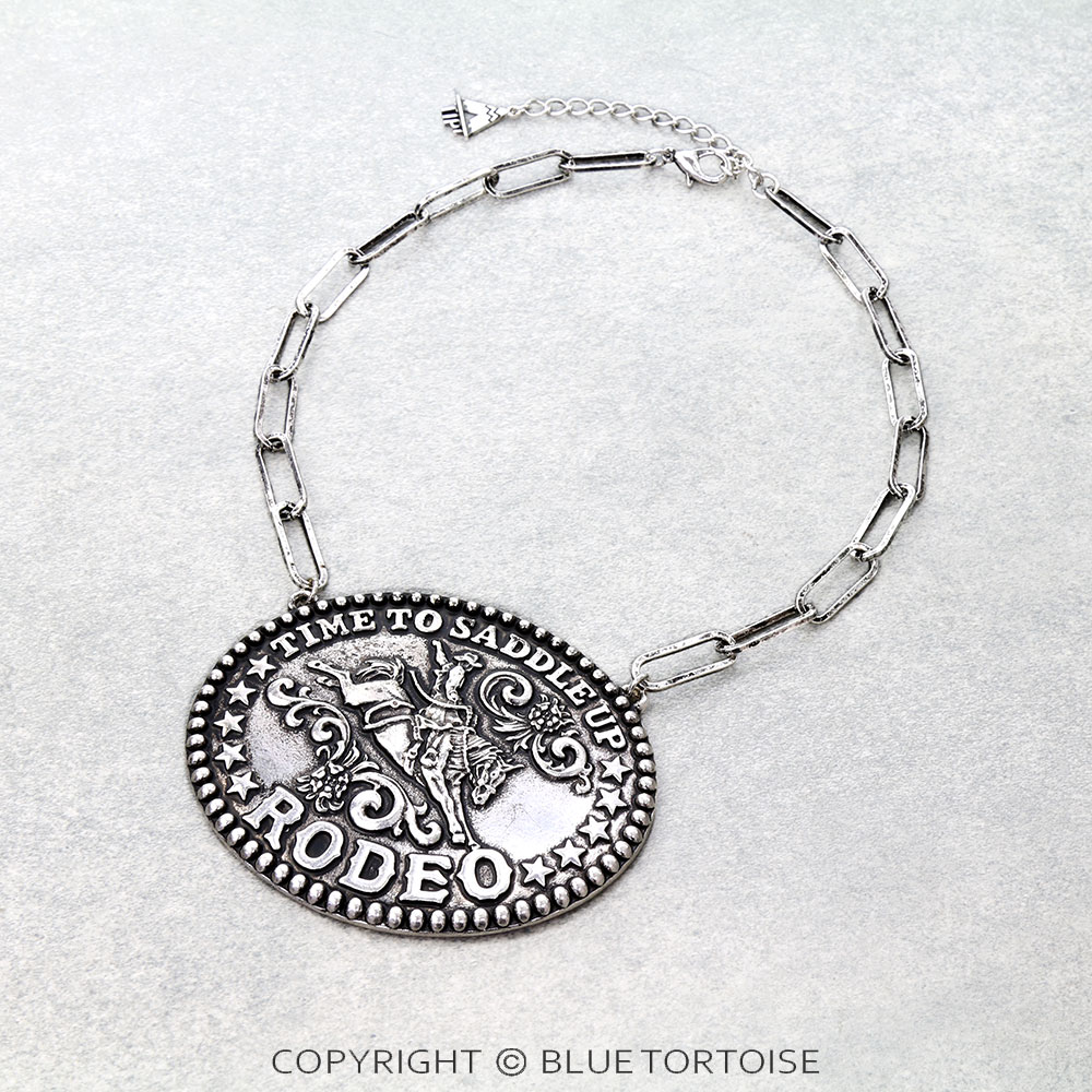 Western Time To Saddle Rodeo Large Necklace