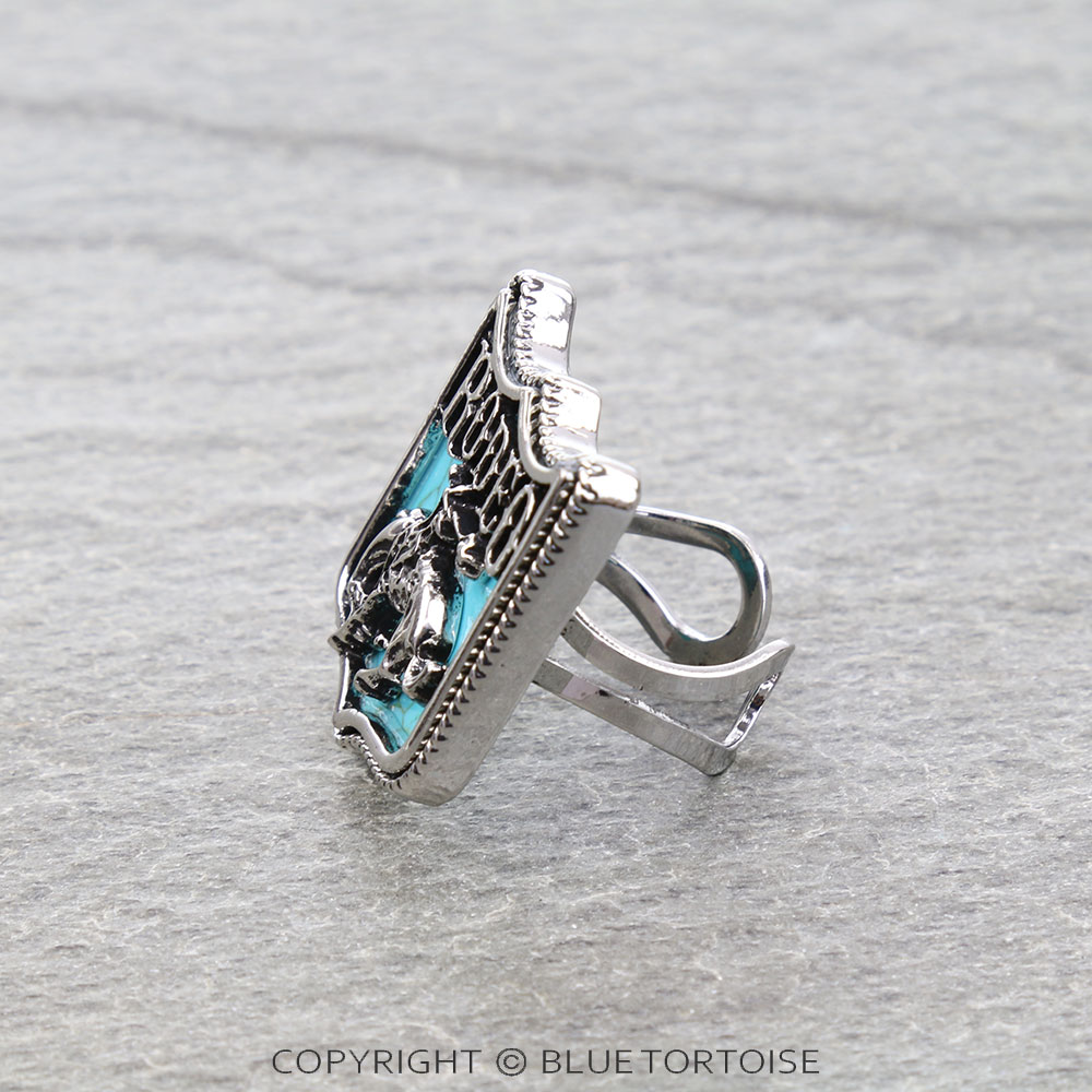 Western Rodeo Stone Cuff Ring - Image 2