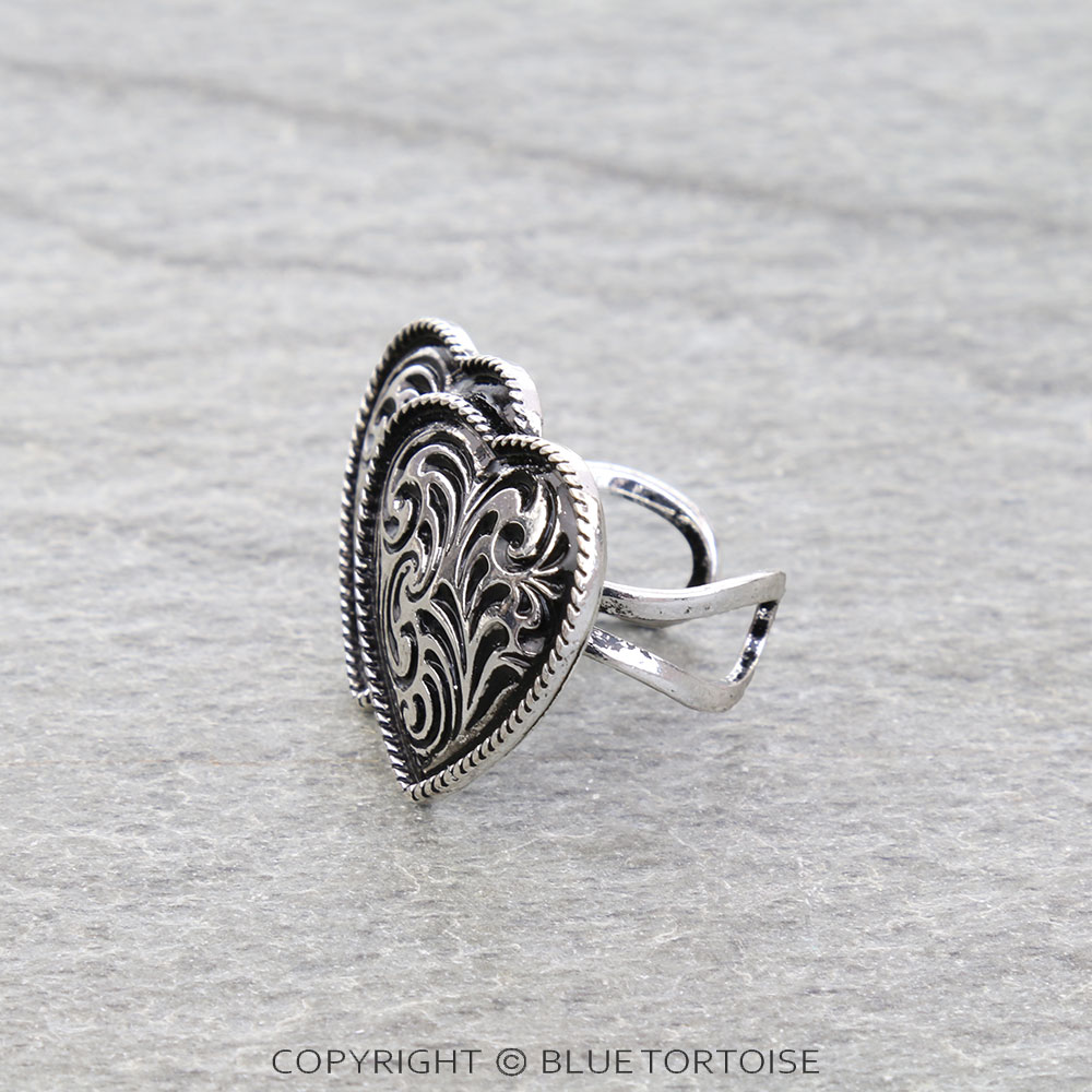 Western Double Heart Cuff Ring - Image 2