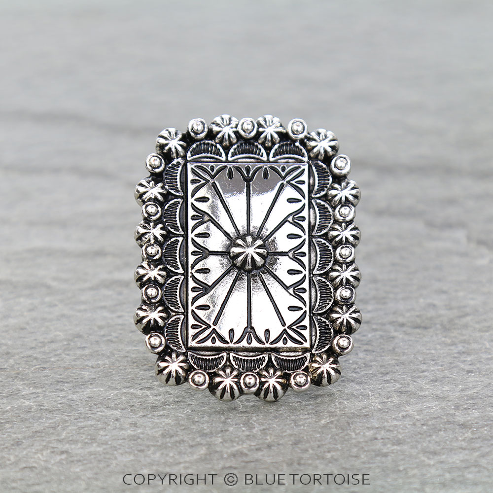 Western Rectangle Concho Cuff Ring