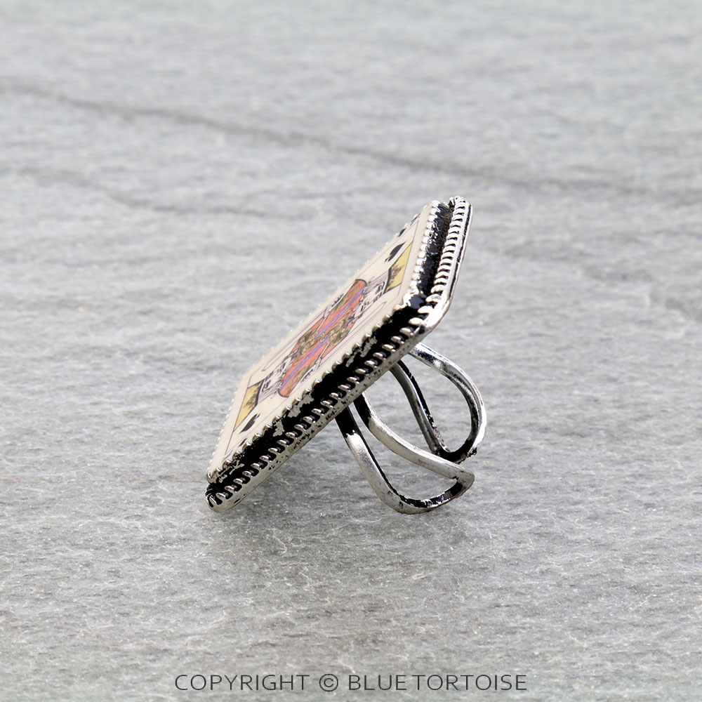 Western Vintage Spade King Card Cuff Ring - Image 2