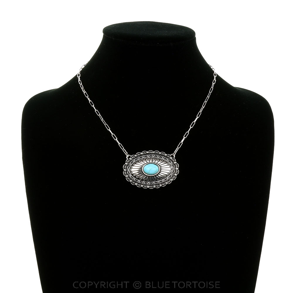 Western Oval Concho Stone Necklace - Image 2