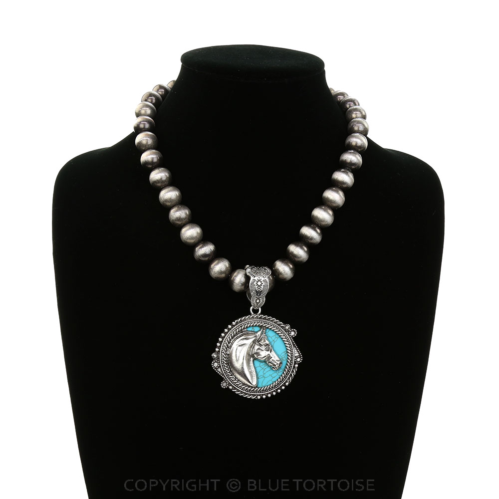 Western Horse Stone Pendant Necklace - Image 2