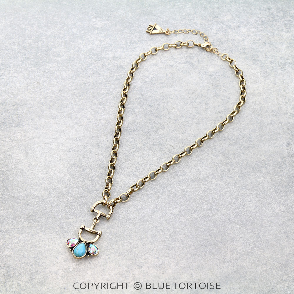 Western Horsebit Stone Necklace