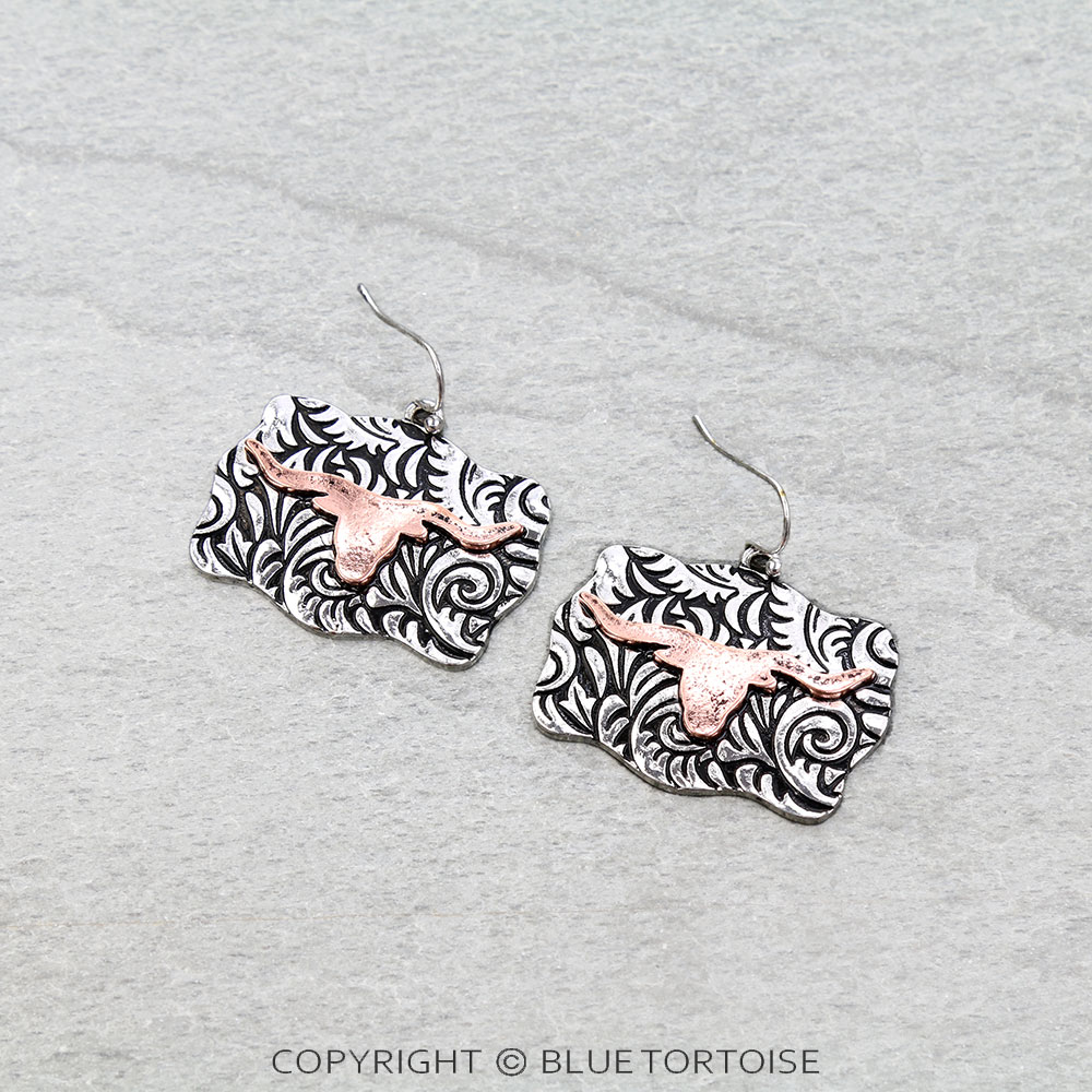 Western Steerhead Dangle Earrings