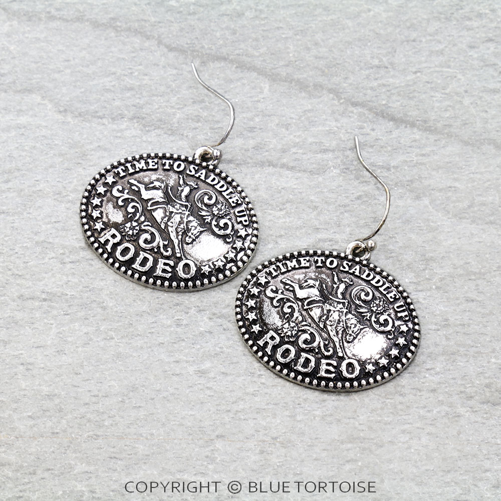 Western Time To Saddle Rodeo Dangle Earrings