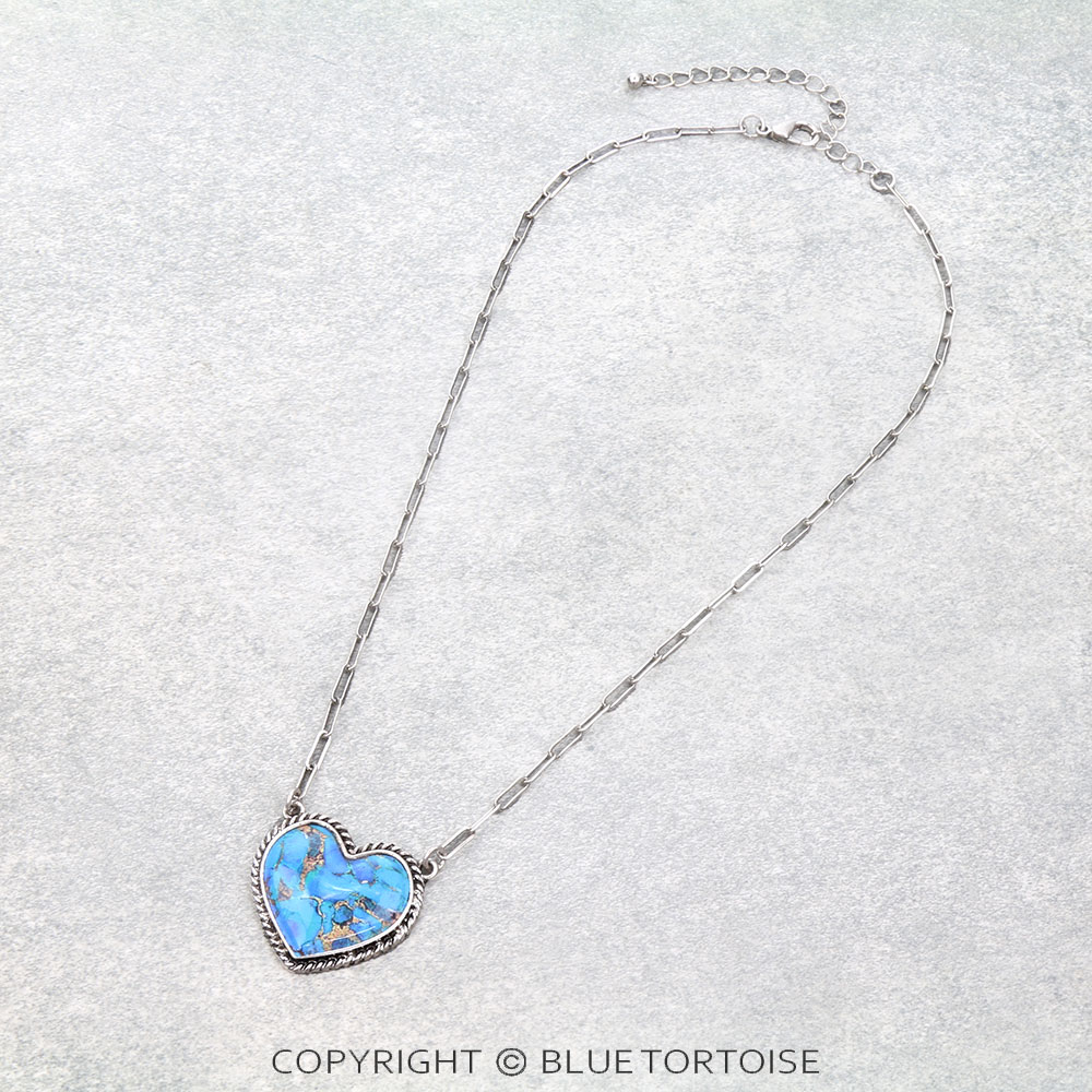 Western Heart Stone Necklace