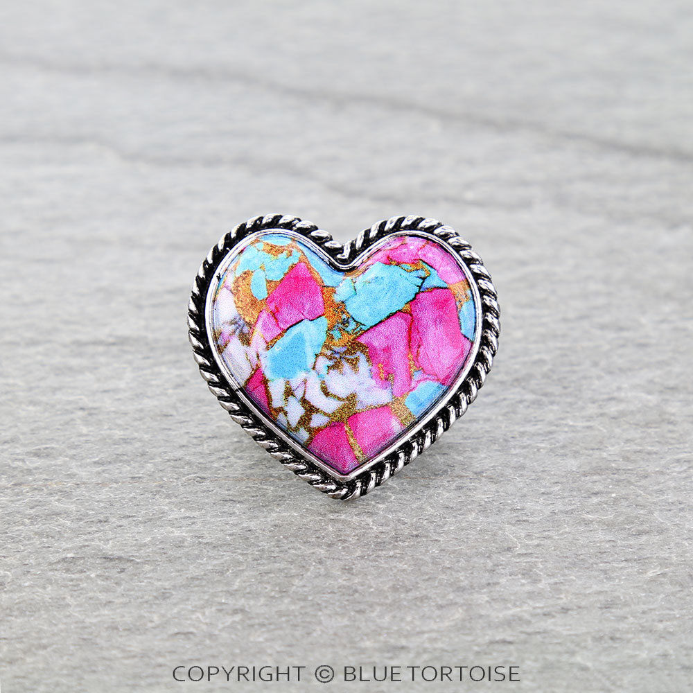 Western Heart Stone Stretch Ring