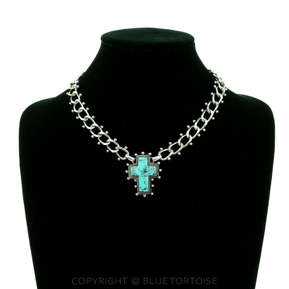 Western Cross Hand Stone Necklace - Image 2