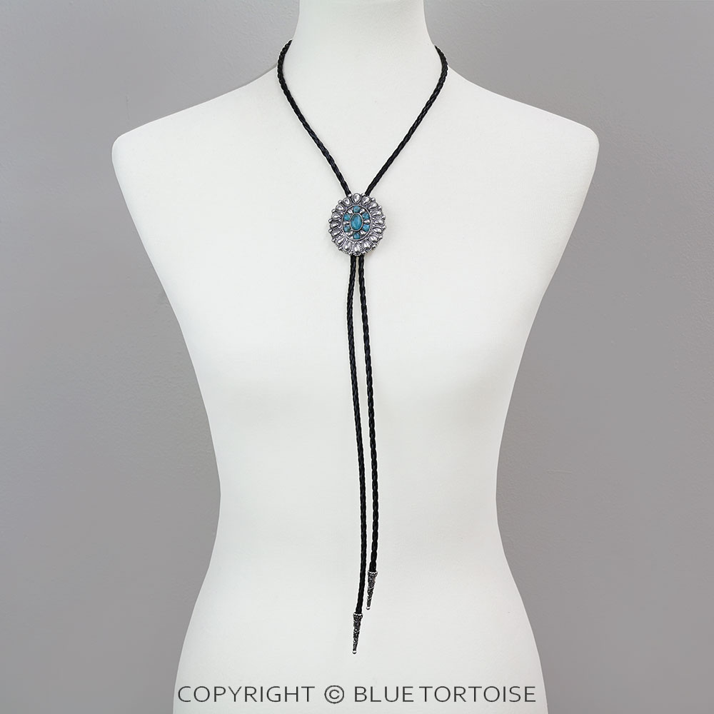 Western Concho Stone Bolo Necklace - Image 2