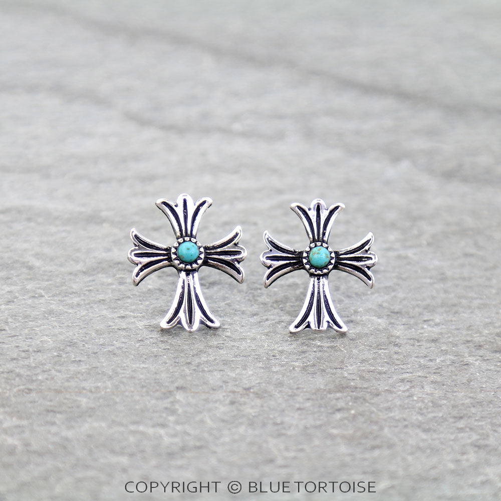 Western Small Cross Stud Earrings