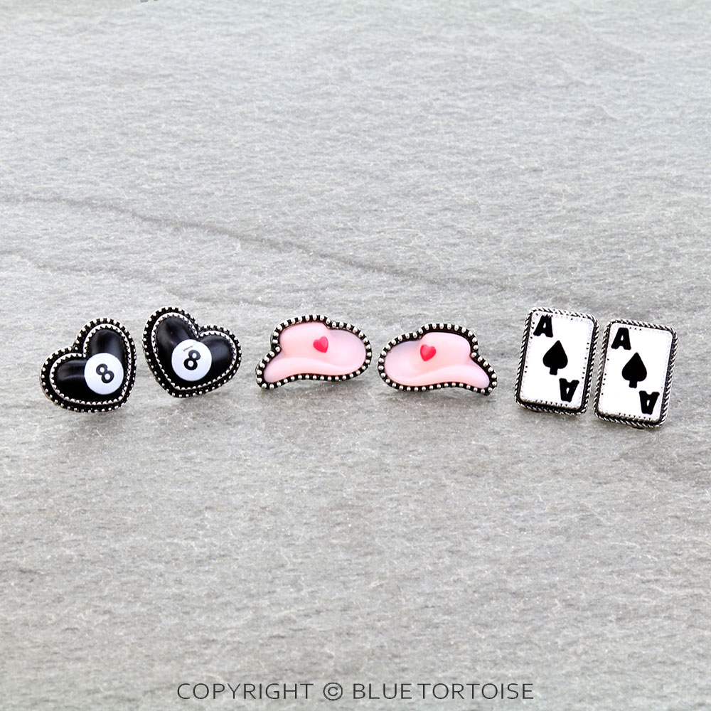 3 Pair Fun Theme Earring Set