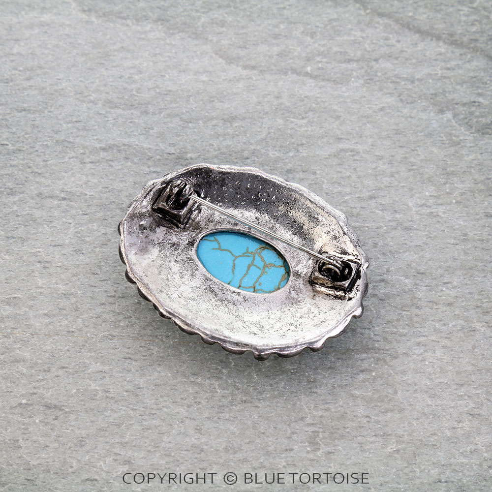Western Concho Stone Brooch Pin - Image 2