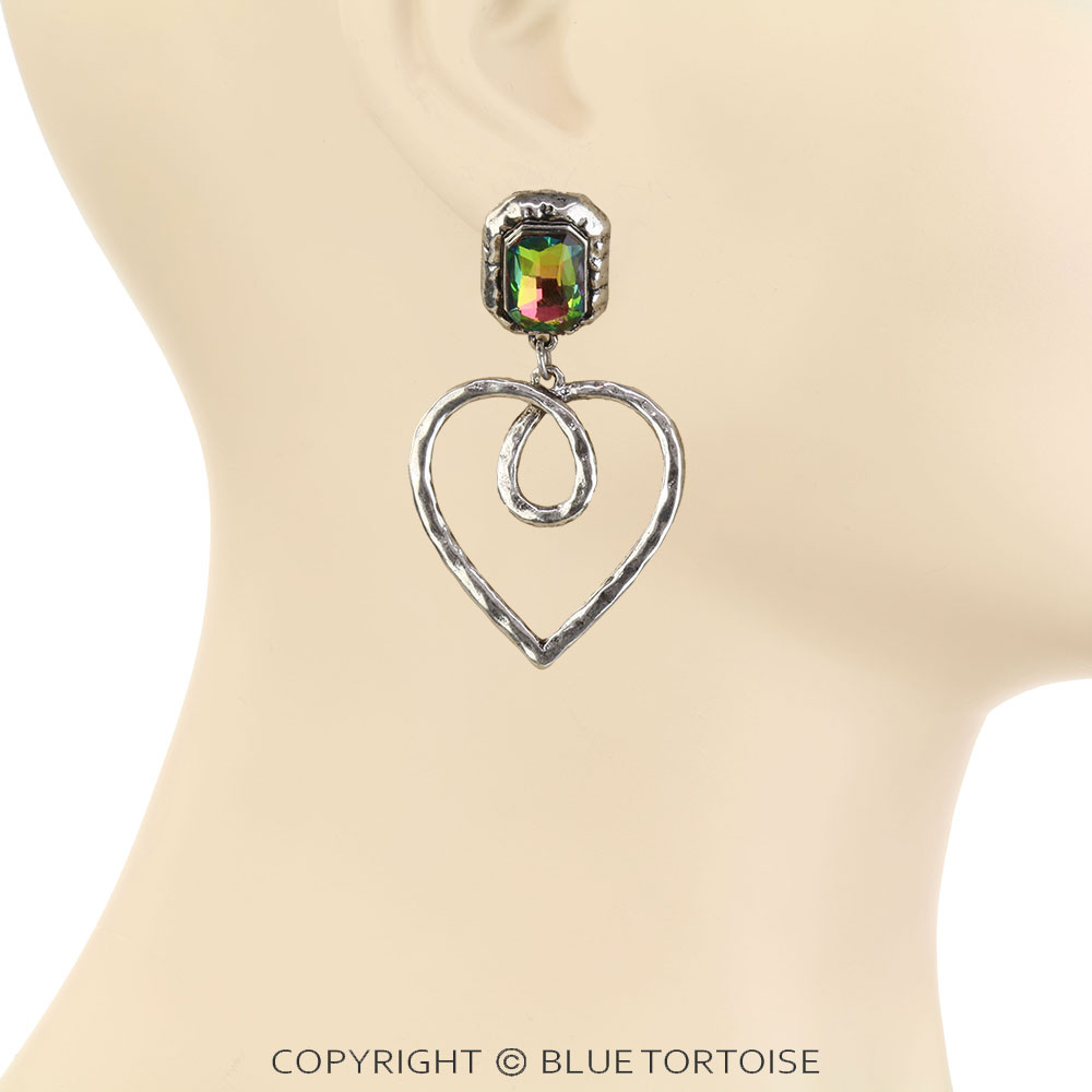 Western Heart Stone Stud Earrings - Image 2