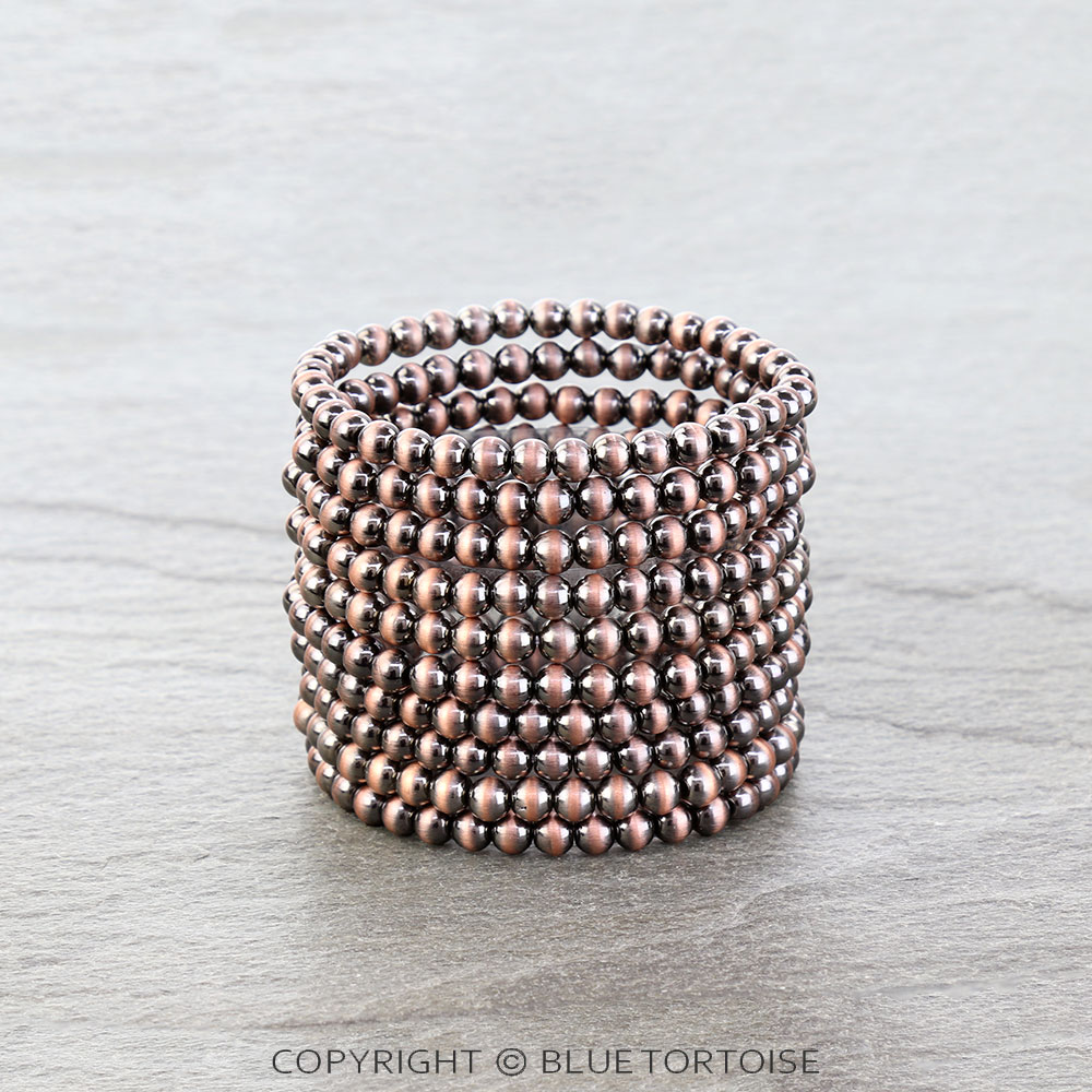 Western Navajo Style Pearl 10 Stackable Bracelet