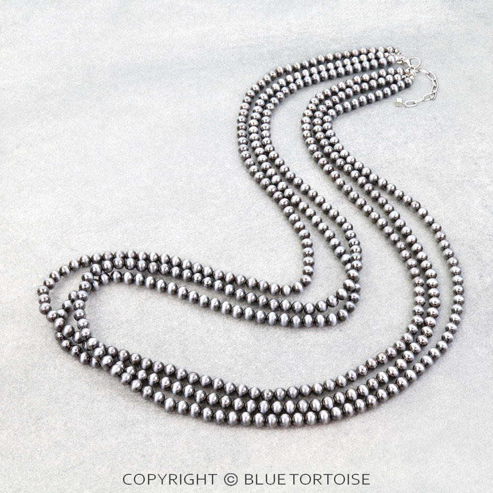 42" 3 Row Navajo Style Pearl Necklace