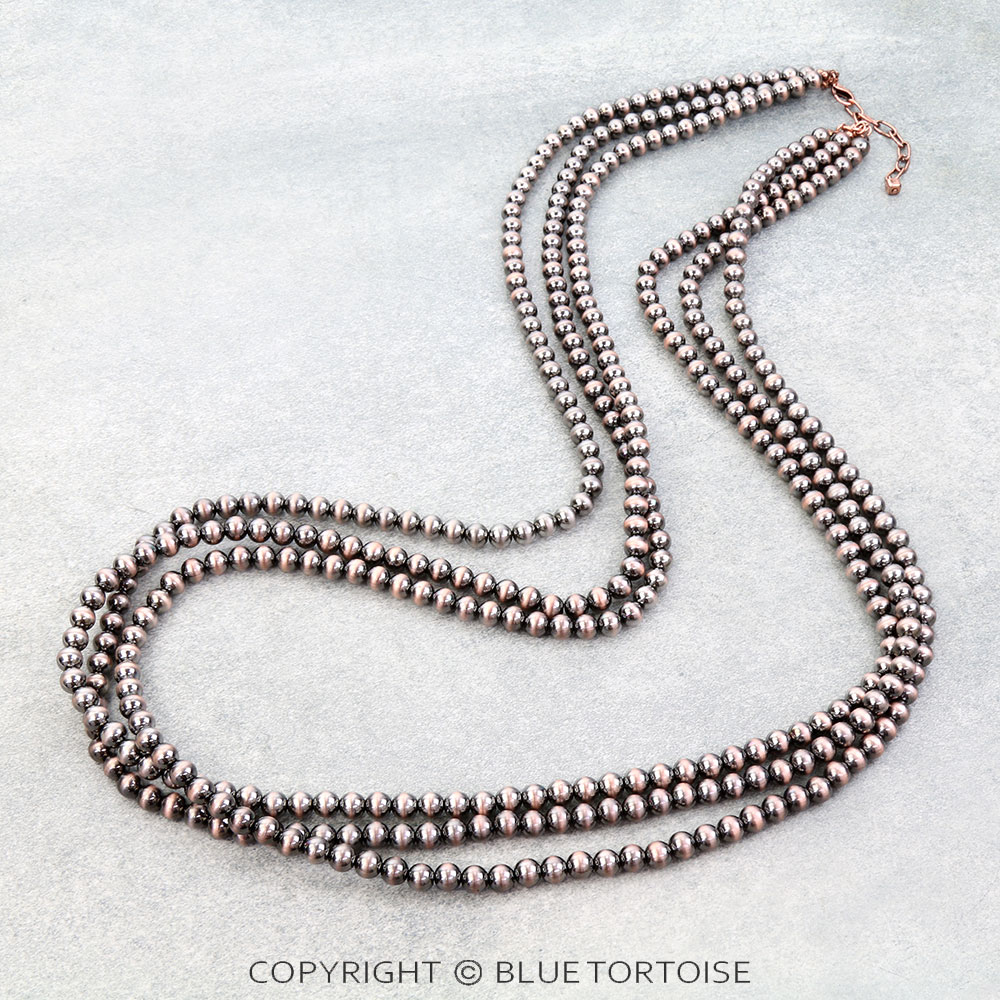 42" 3 Row Navajo Style Pearl Necklace