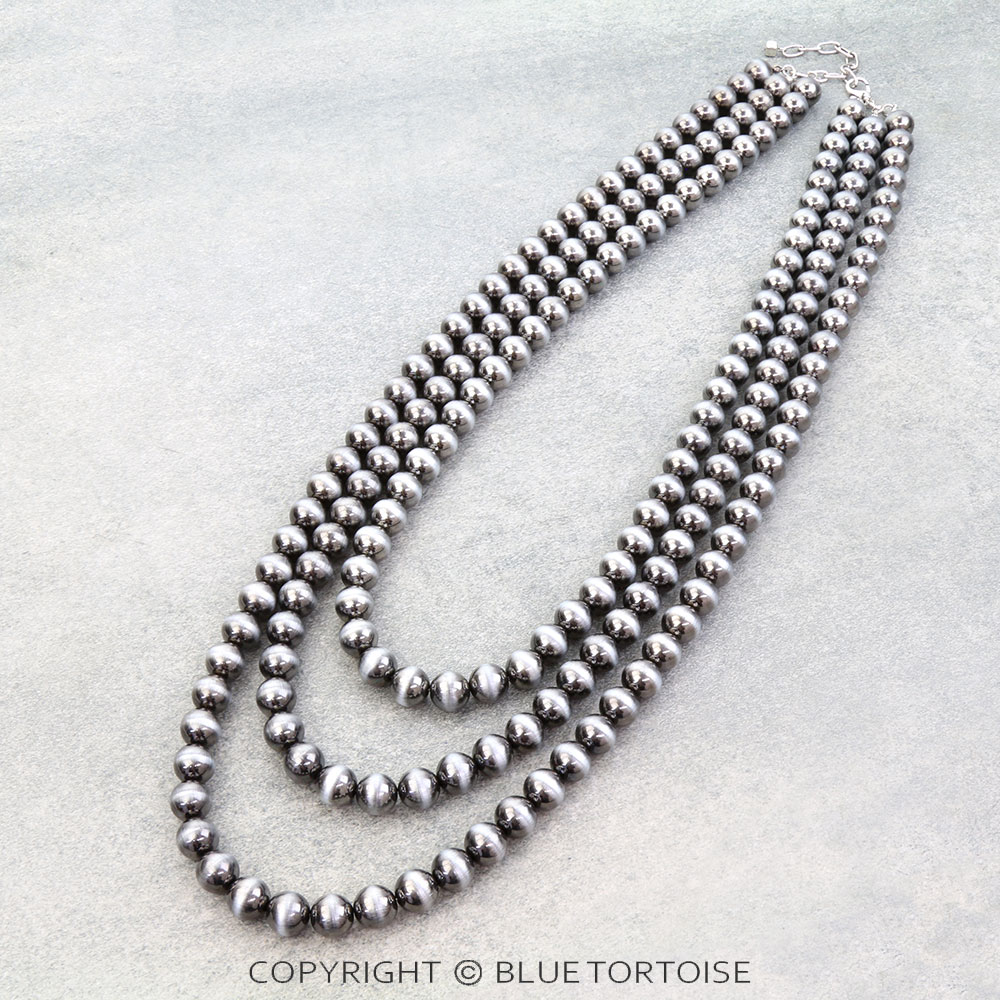 Navajo Style Pearl 3 Layered Necklace