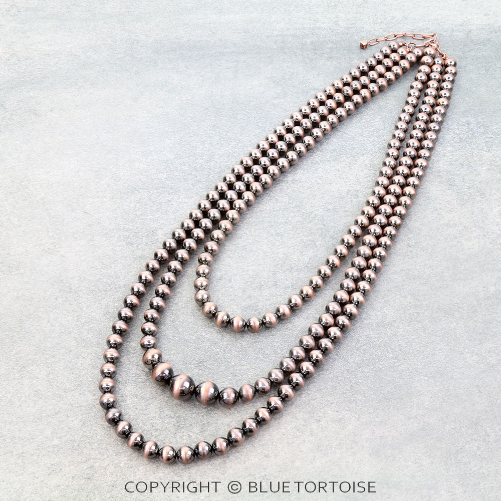 Navajo Style Pearl 3 Layered Necklace