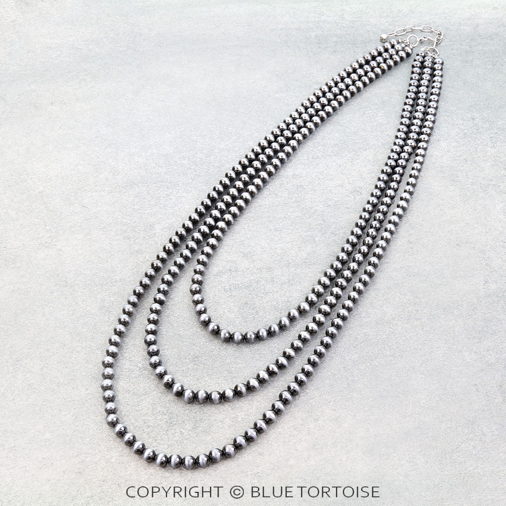 Navajo Style Pearl 3 Layered Necklace