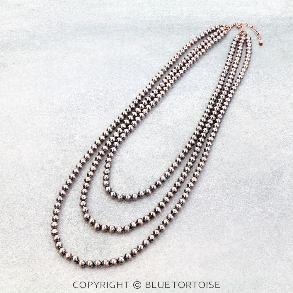 Navajo Style Pearl 3 Layered Necklace