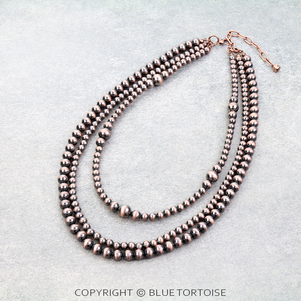 Navajo Style Pearl 3 Layered Necklace