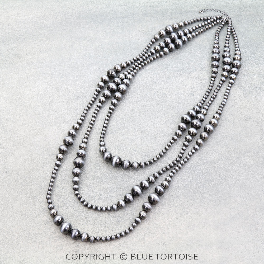 Navajo Style Pearl 3 Layered Necklace
