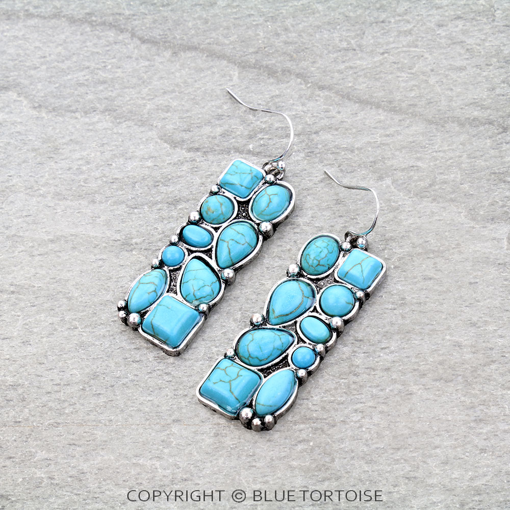 Western Cluster Semi Stone Dangle Earrings