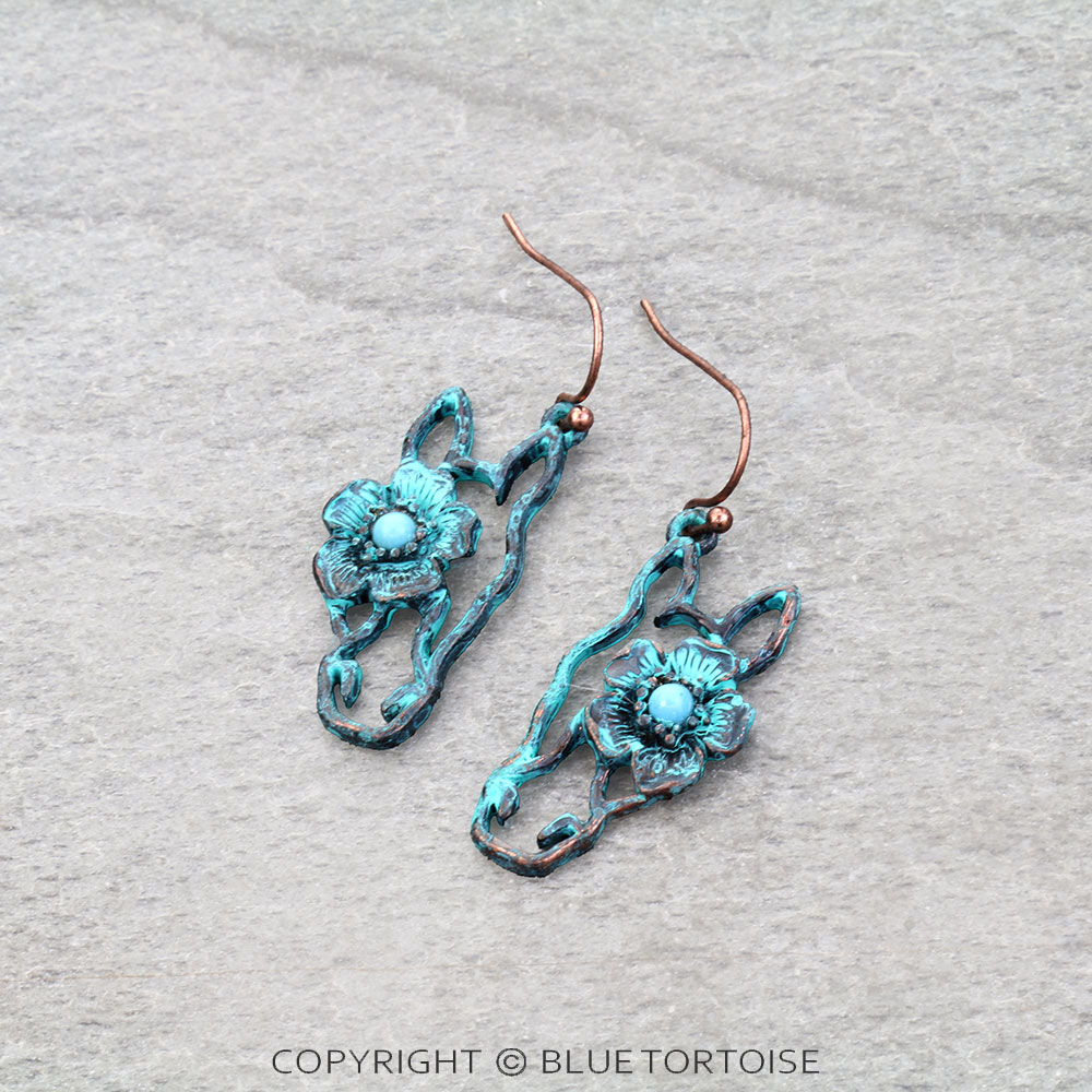 Western Horse & Flower Dangle Earrings