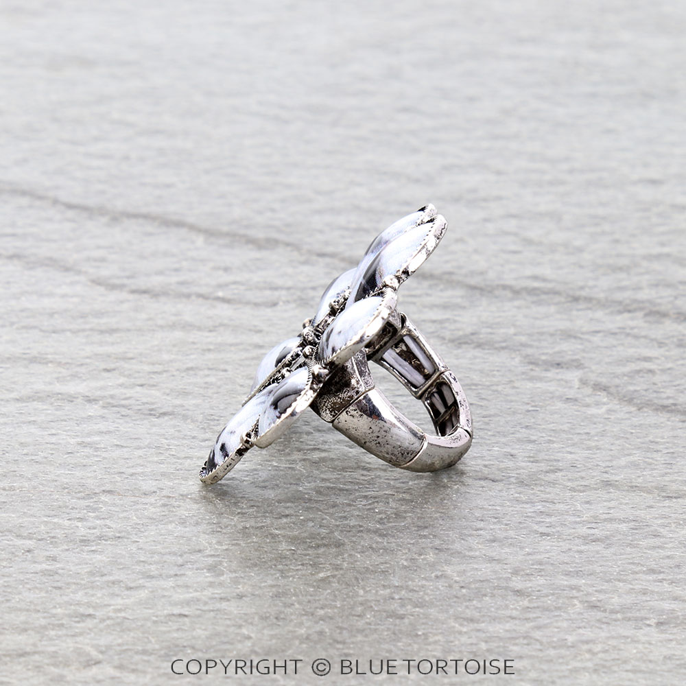 Western Squash Blossom Stone Stretch Ring - Image 2