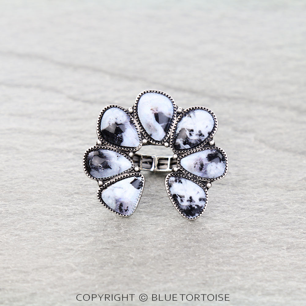 Western Squash Blossom Stone Stretch Ring