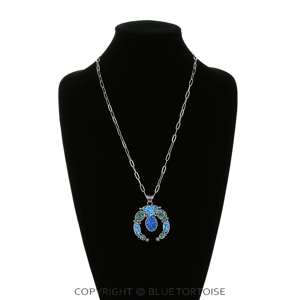 Western Squash Blossom Chip Stone Necklace - Image 2