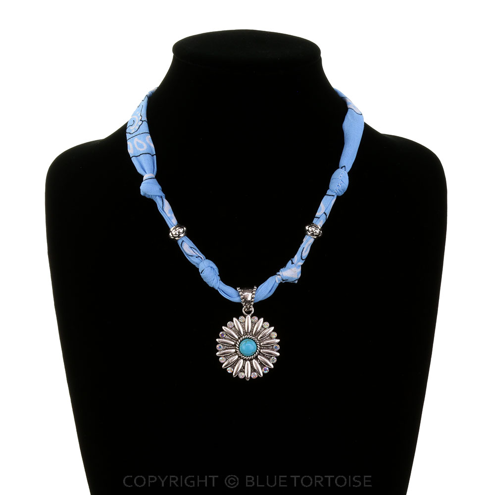 Western Concho Charm Scarf Necklace - Image 2