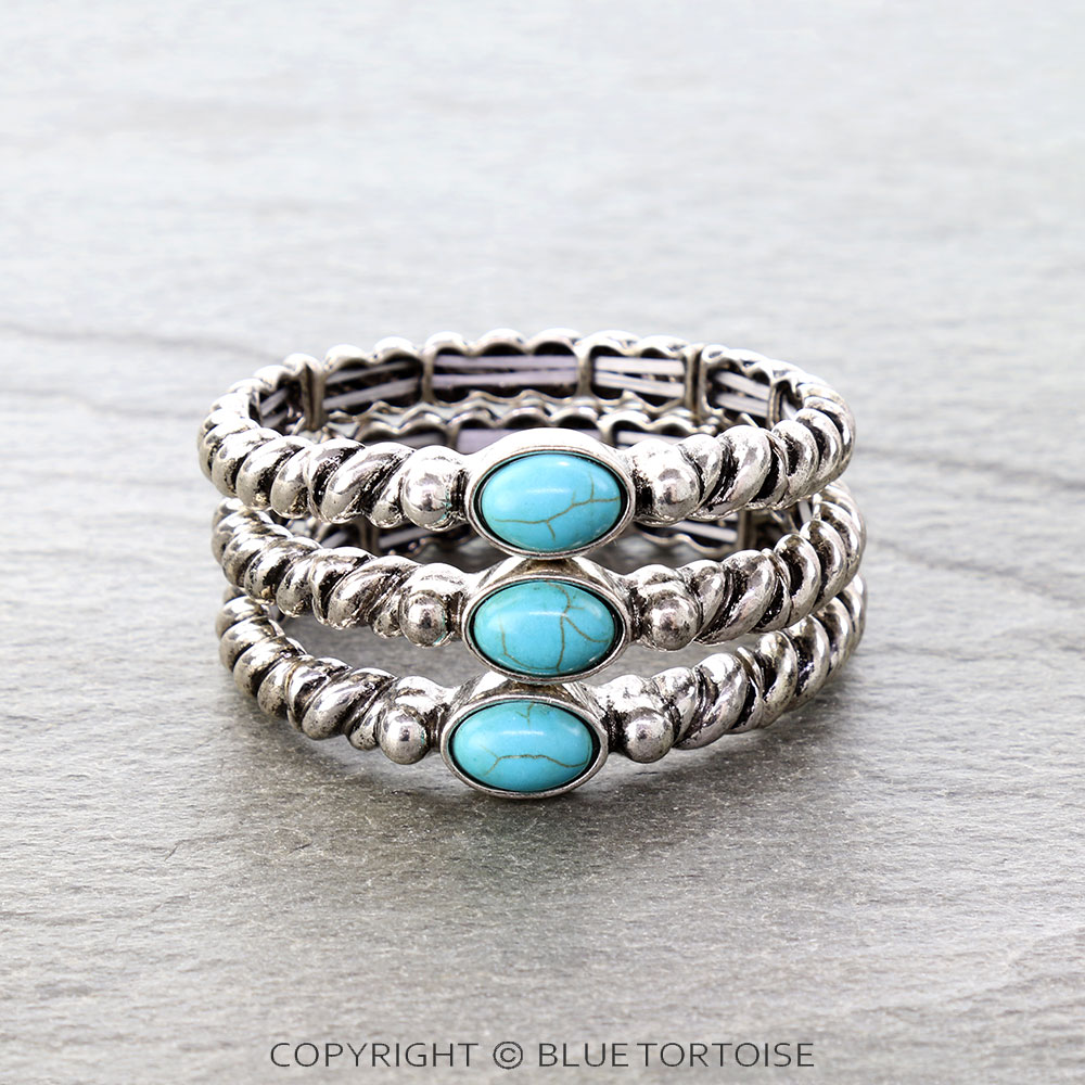 Western Twisted TXR Stone Stackable Bracelet