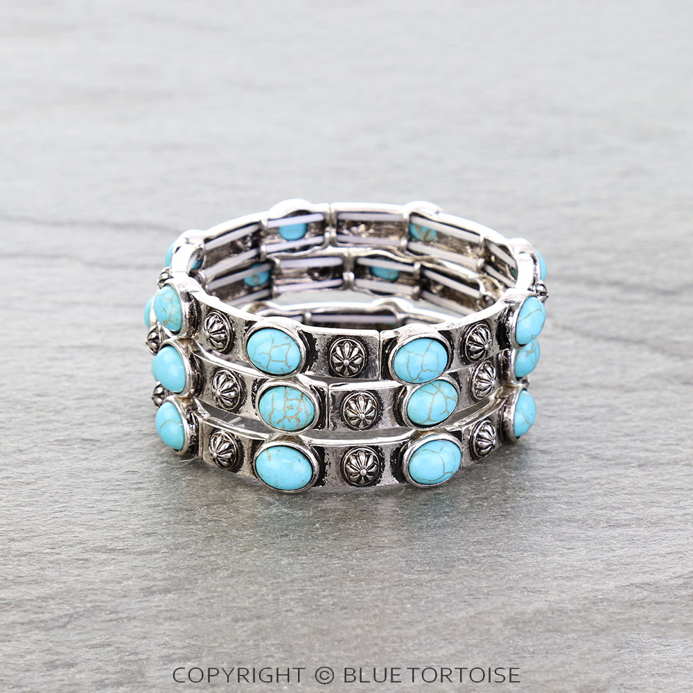 Western Concho Stone Stackable Bracelet
