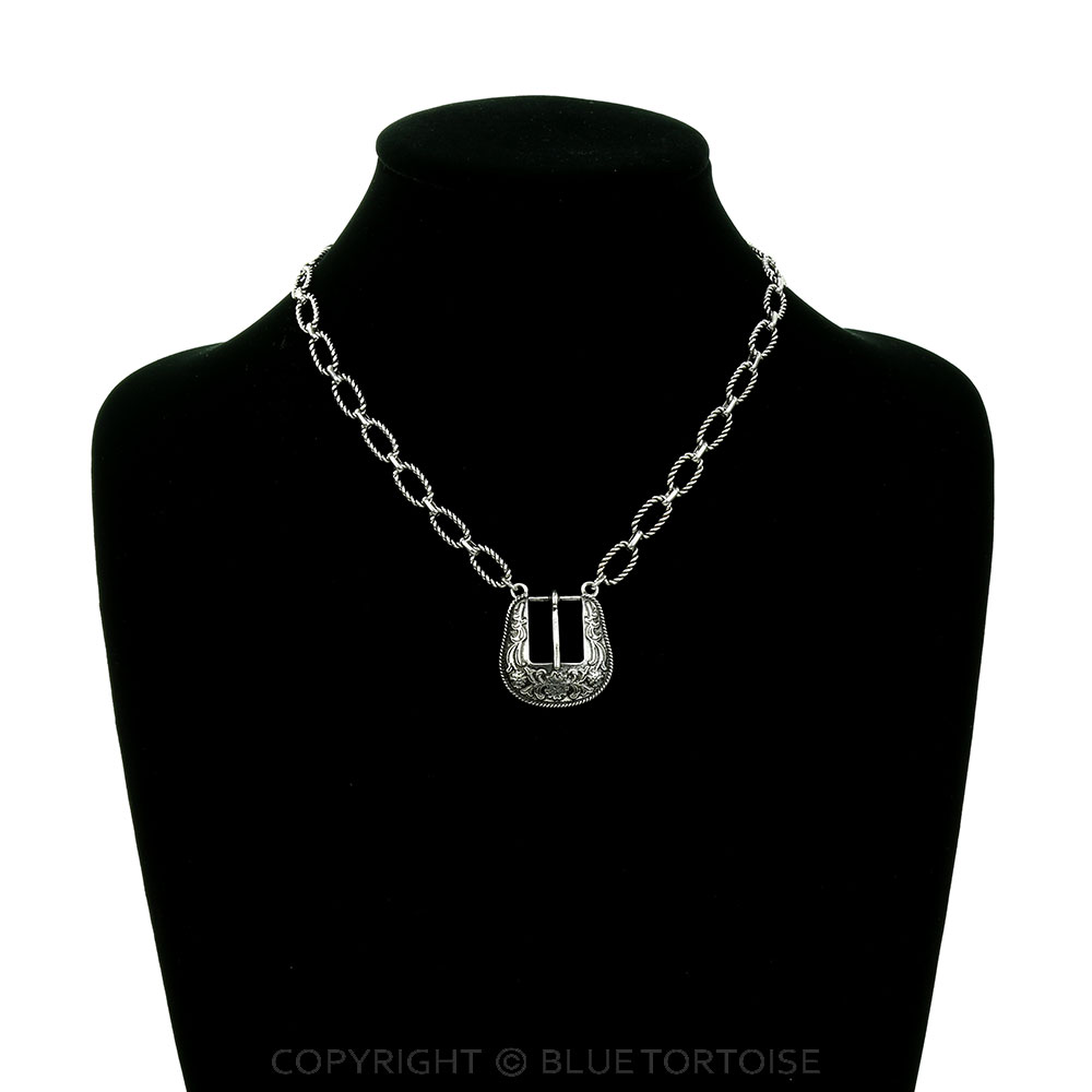 Western Floral Engraved Buckle Necklace - Image 2