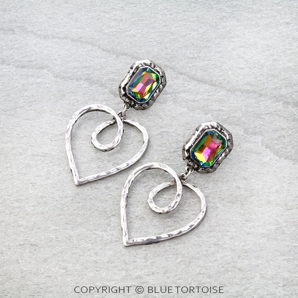 Western Heart Stone Stud Earrings