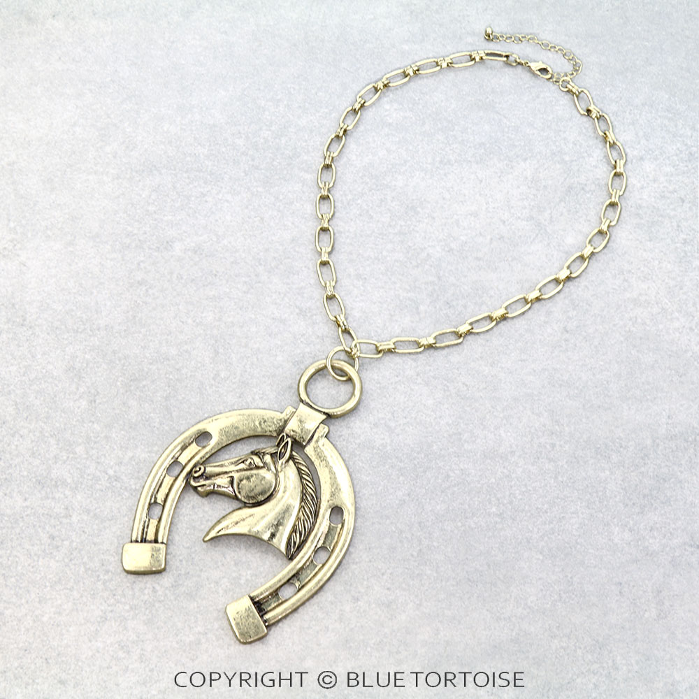 Western Horseshoe with Horsehead Necklace