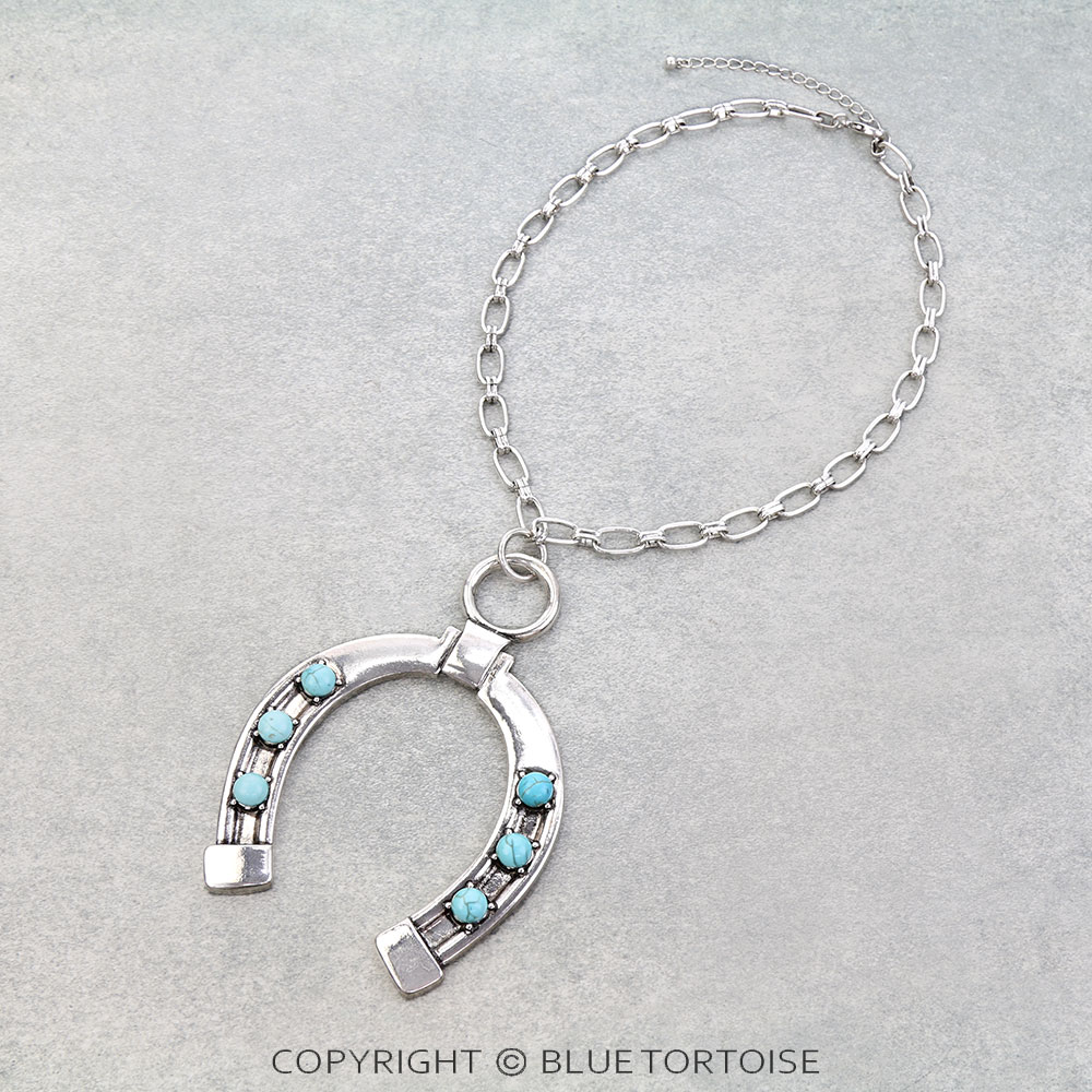 Western Horseshoe with Stone Necklace