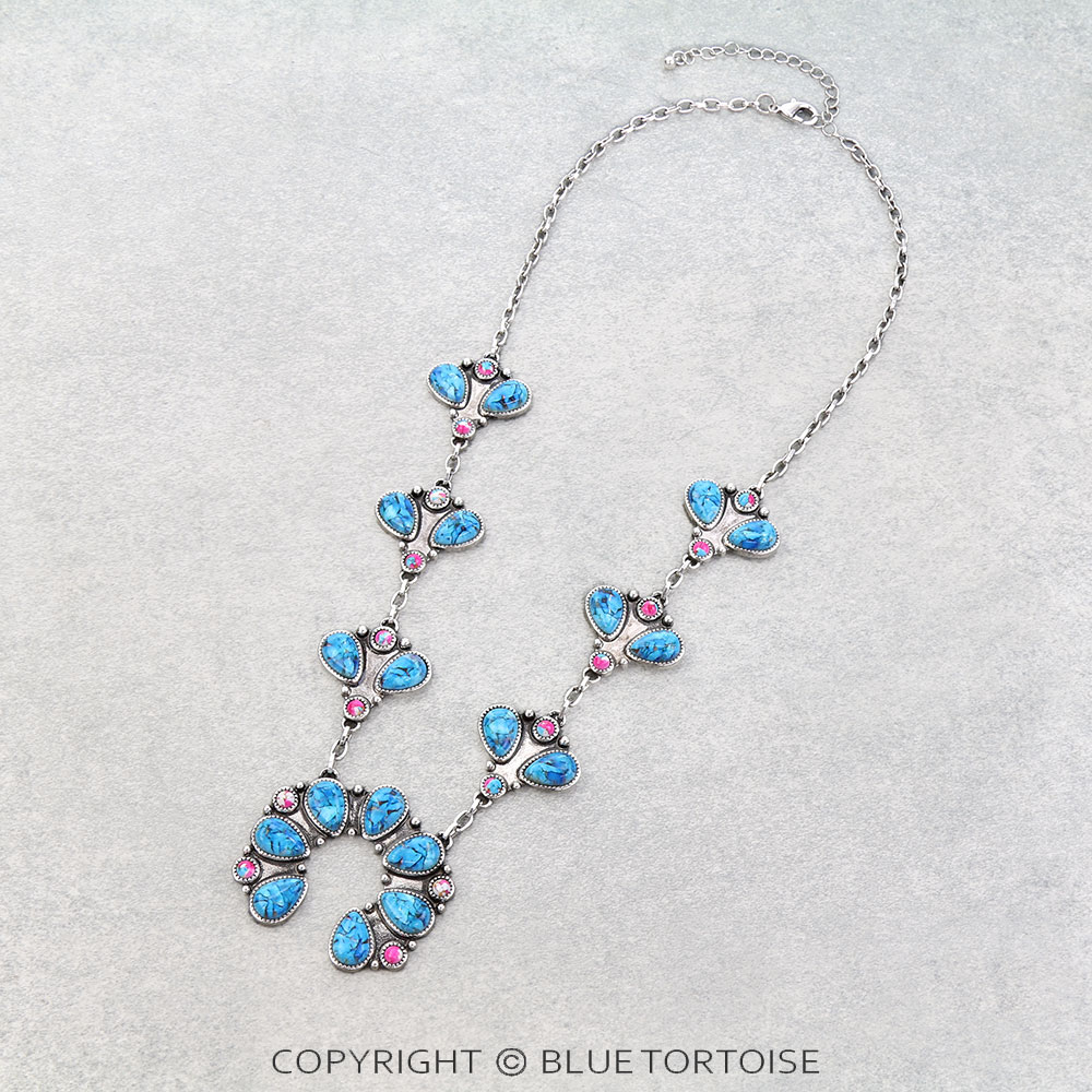 Western Squash Blossom Stone Necklace
