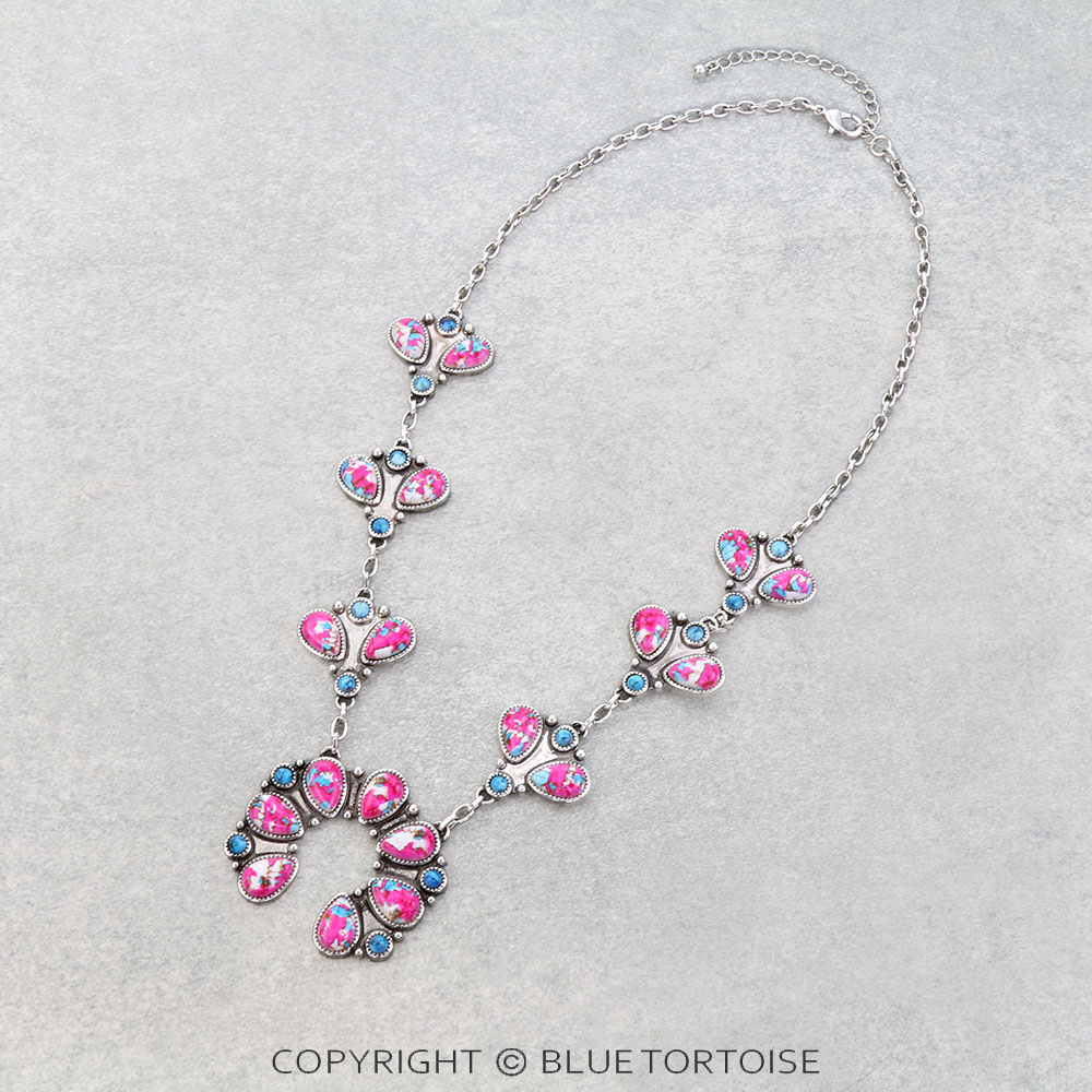 Western Squash Blossom Stone Necklace