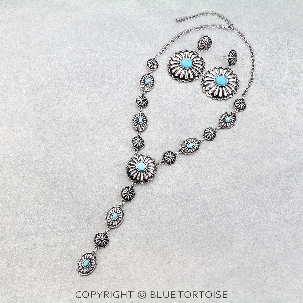 Western Concho Y Necklace Set