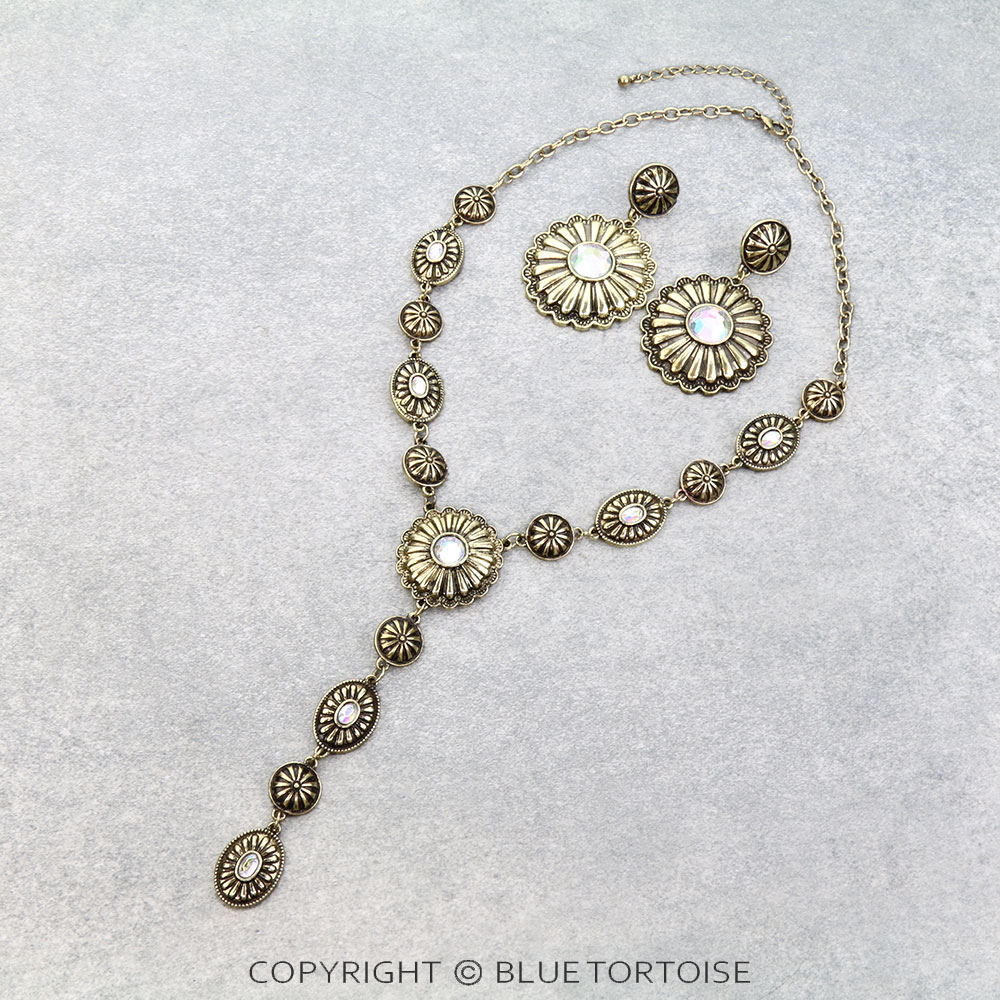 Western Concho Y Necklace Set