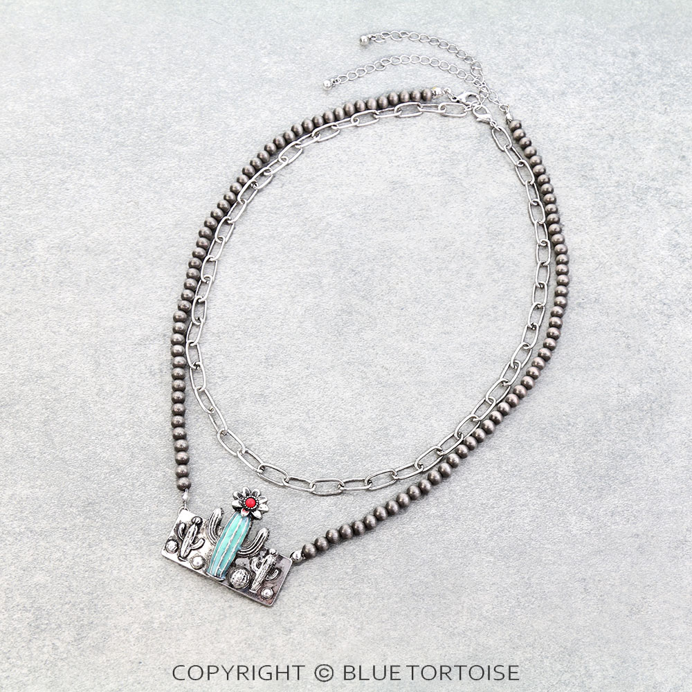 Western Cactus 2 layered Necklace