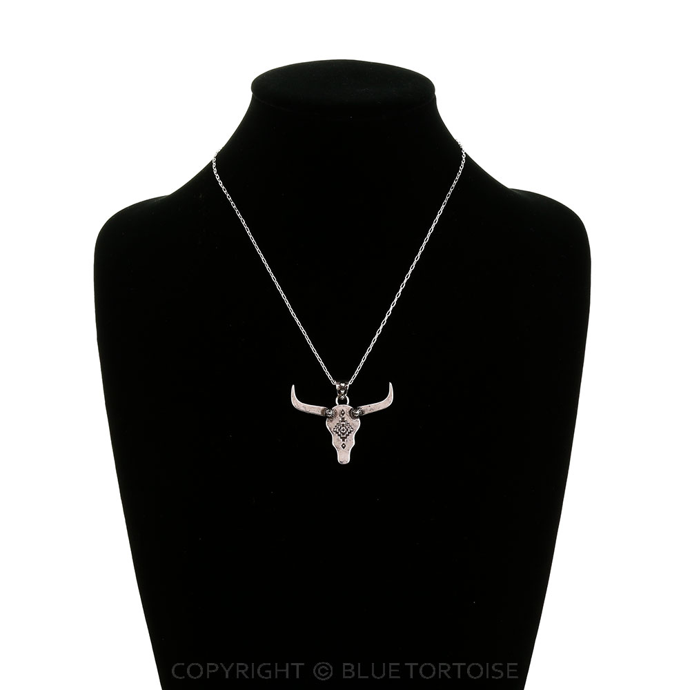 Western Aztec Steer Skull Necklace - Image 2