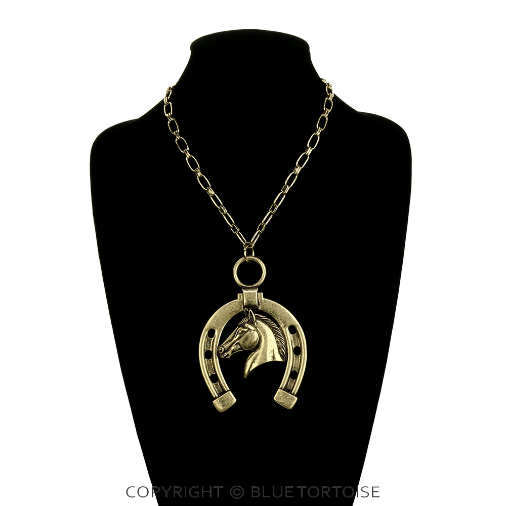 Western Horseshoe with Horsehead Necklace - Image 2