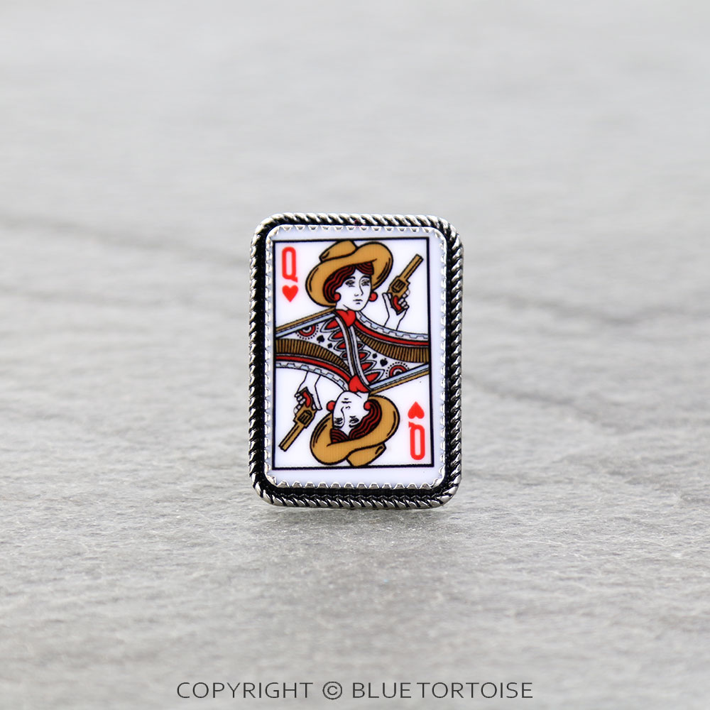 Western Heart Queen Card Cuff Ring