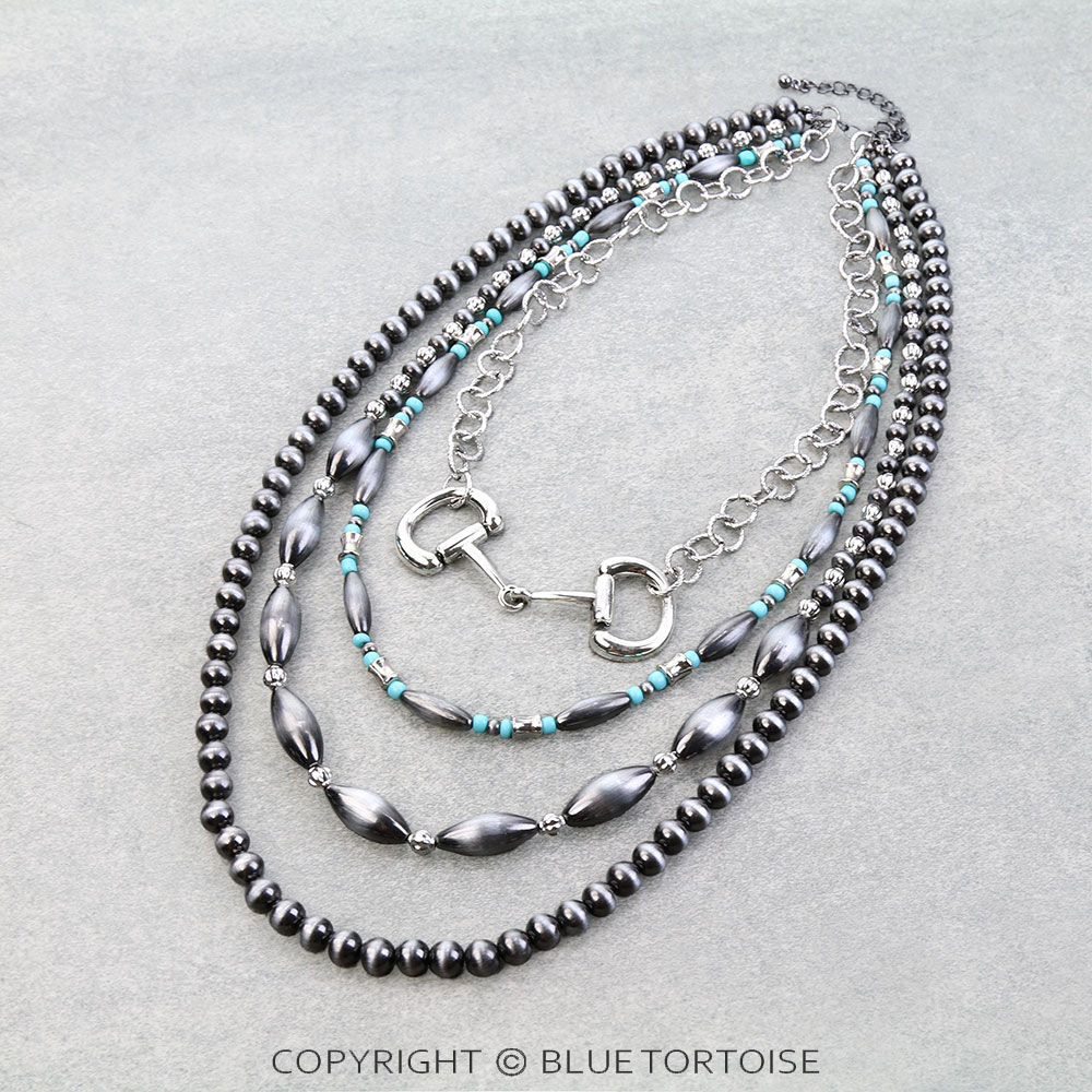 4 Layered Western Horsebit Necklace