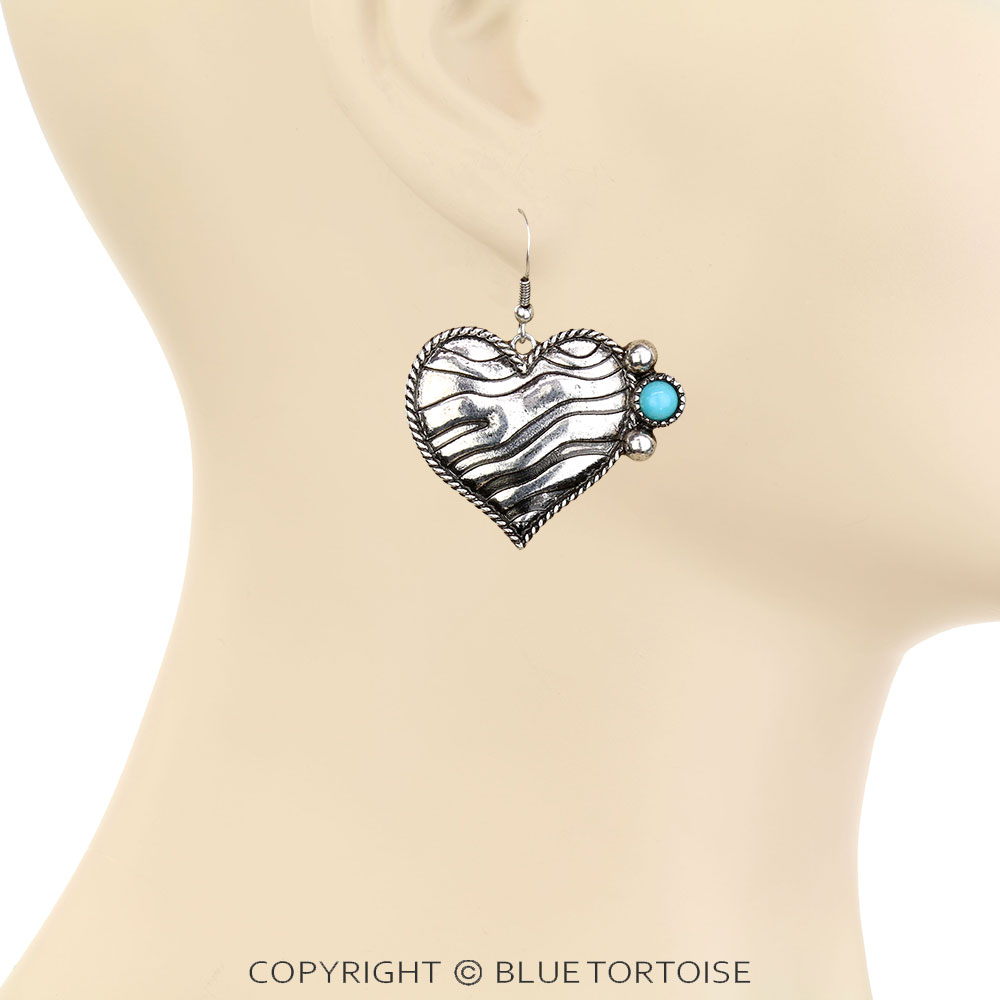 Leopard TXR Heart Dangle Earrings - Image 2
