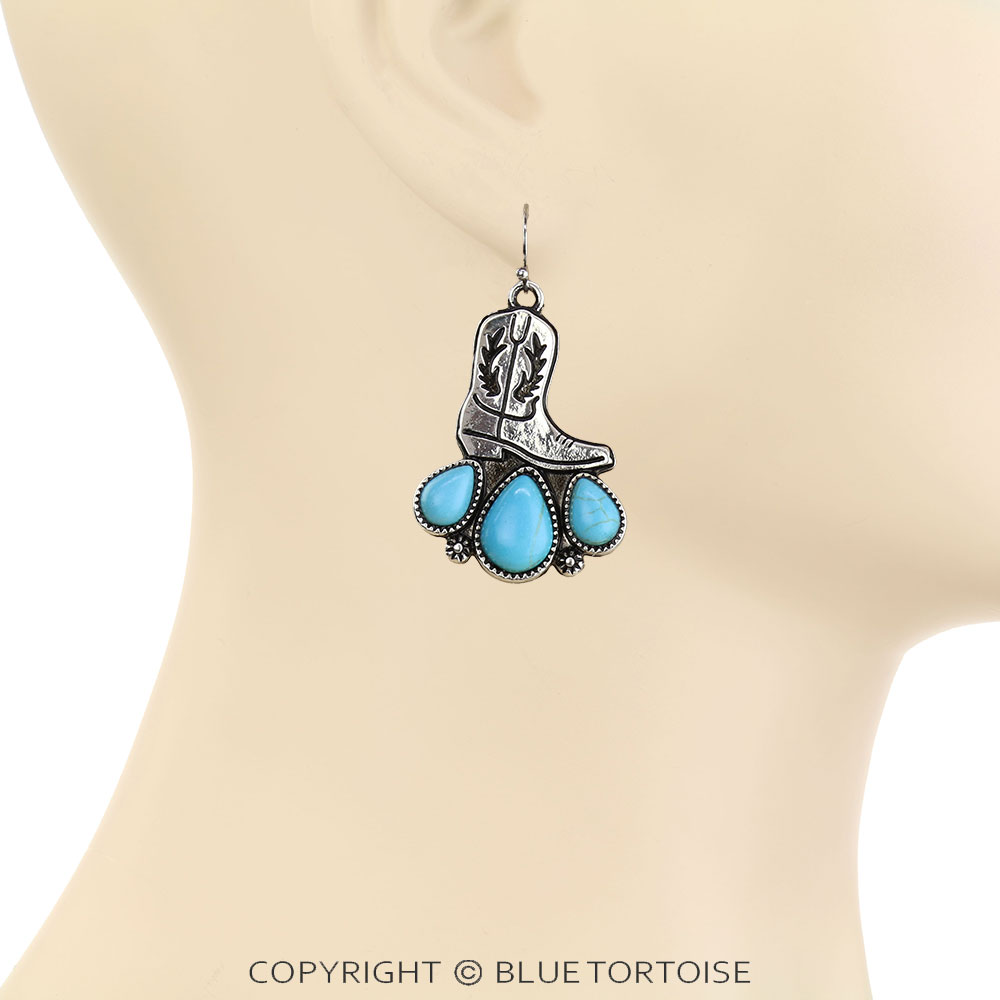 Western Cowboy Boots Dangle Earrings - Image 2